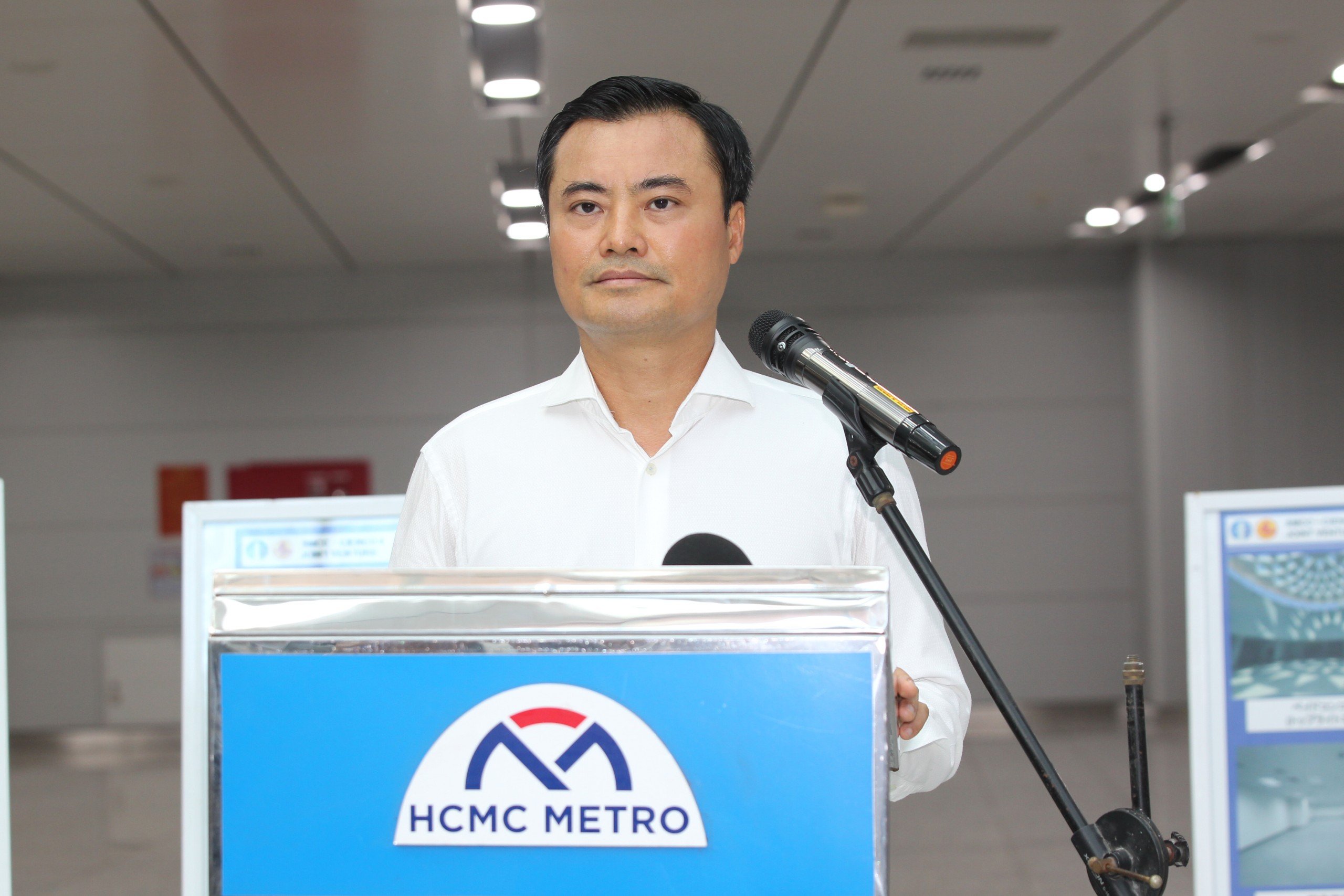 Phó Chủ tịch UBND TP. Hồ Chí Minh Bùi Xuân Cường phát biểu tại buổi chạy thử nghiệm (Ảnh: Dũng Phương).